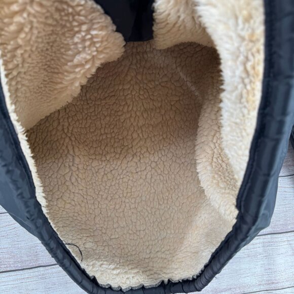 Vintage 80's Windjammer Sherpa‎ Lined Nylon Snap Down jacket Men's XL Black - Picture 7 of 14